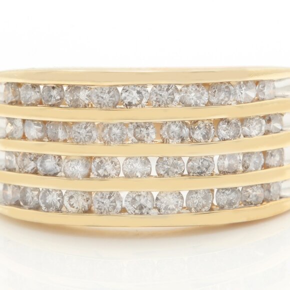 0.55 Carat Natural Diamonds Women's in 14K Solid Yellow Gold Anniversary Ring